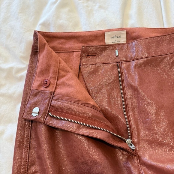 Wilfred Tempest Pant | High-Rise Italian Vinyl Coated Pants in Copper Brown - Picture 9 of 14